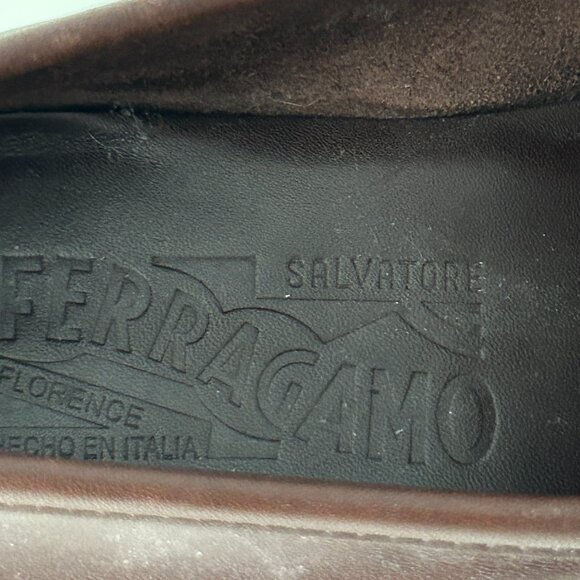 Mens Brown Leather Ferragamo Loafers Slip-Ons Designer Mens Shoes Sz 7.5 EE - Picture 6 of 16
